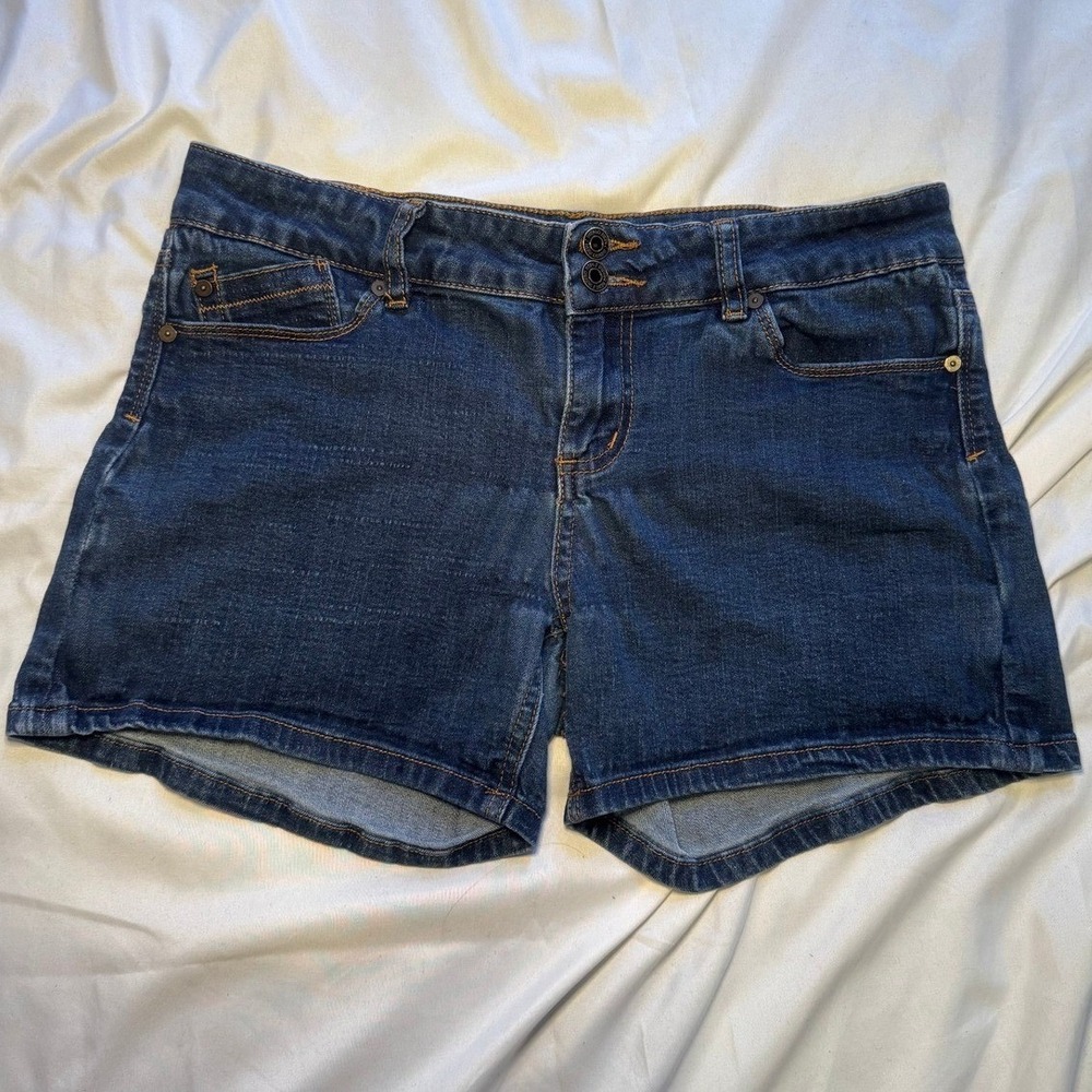 Indigo Rein Forever Denim Shorts Womens‎ 13 Dark Wash Y2K Double Button Casual
